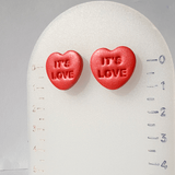 Heart stud earrings in red (set of 3) - LeonNata