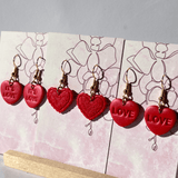 Heart dangling earrings in red (set of 3) - LeonNata