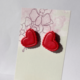 Heart stud earrings in red (set of 3) - LeonNata